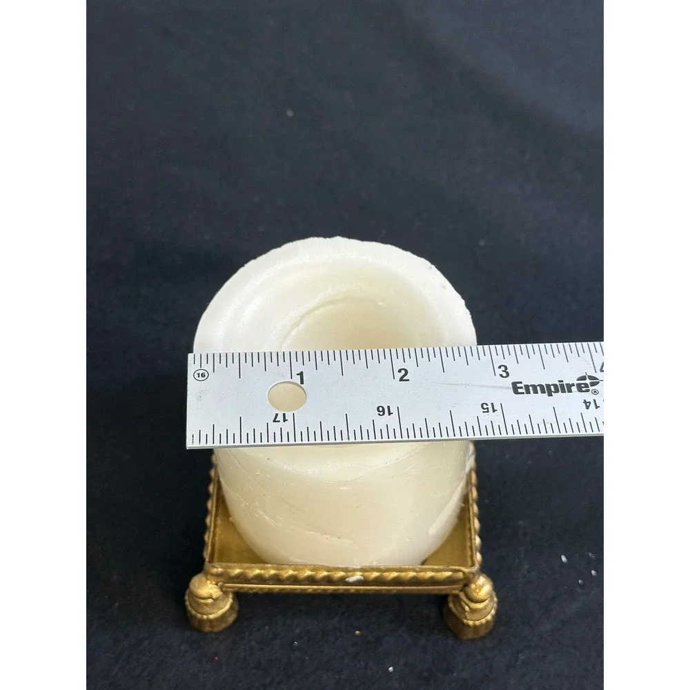 Claire Burke Royal Vanilla Pillar Candle with Gold Tassel Decorative Holder